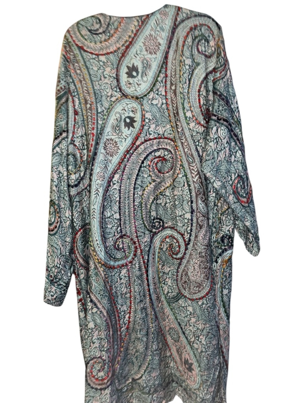 Raj Multicolor Paisley Duster Thick Hand Stitching D5 - Picture 2 of 5